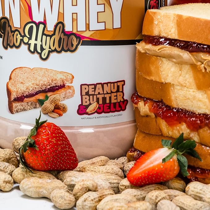 MuscleSport Lean Whey Revolution™ Whey Protein Isolate with Hydrolyzed Whey - Low Calorie Low Carb Low Fat Incredible Flavors - 25g protein per scoop (2LB Peanut Butter &amp Jelly)