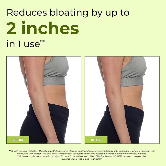 HUM Flatter Me Extra Strength Digestive Enzymes Flatter Me Fiber Supplement