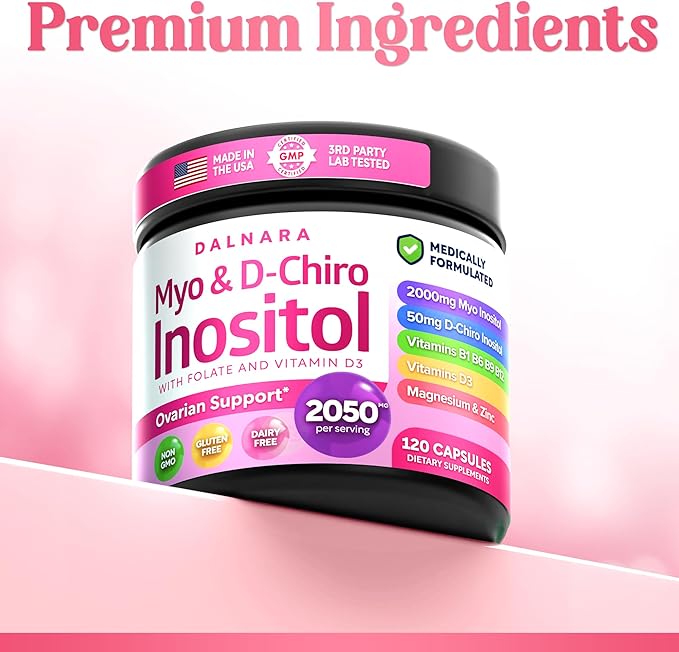Myo-Inositol &amp D-Chiro Inositol Supplement for Women - 40:1 Ratio Inositol Capsules with Folate Vitamin D3 Magnesium &amp Zinc - Ovarian Support Inositol Multivitamin - 2050mg 120 Count