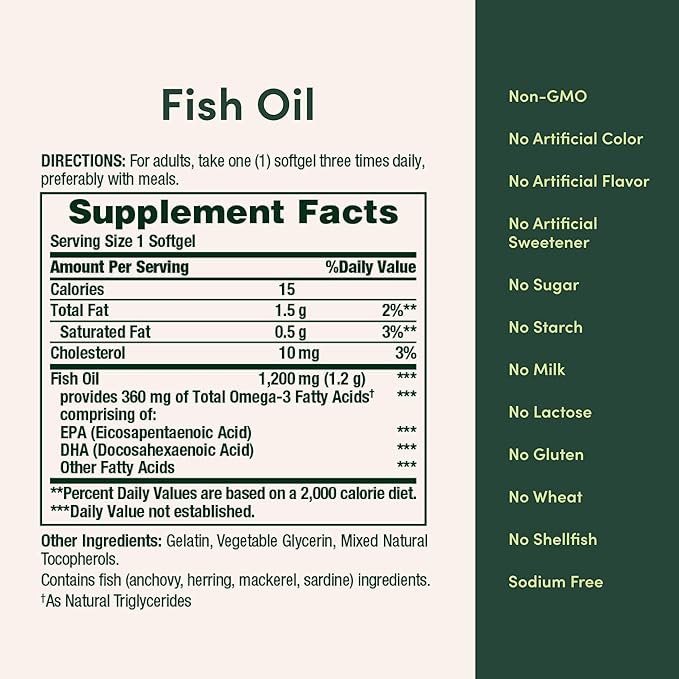 Nature's Bounty Fish Oil Omega 3 Supplements - Supports Heart Health1200 Mg Fish OilOmega-3200 Softgels(Pack of 3)
