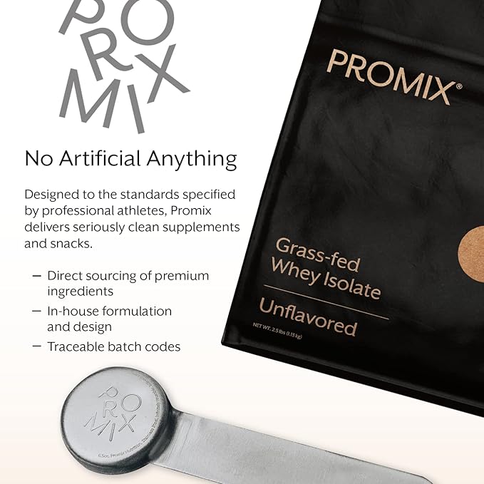 ProMix Nutrition Whey Protein Isolate Powder 30g Grass Fed Whey Isolate 6.6g BCAAs Gluten Free Keto Friendly Unflavored - 2.5 Pound (Pack of 1)