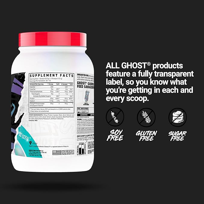 GHOST Clear Gains Mass Gainer Protein Powder - Post-Workout Weight Gainer Mix - 40g of Whey Protein Isolate 440 Calories &amp 70g Vitargo Carbs - Lean Muscle Building &amp Recovery - Strawberry Wat