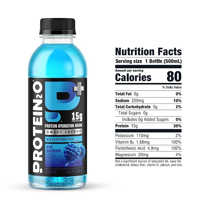 Protein2o 15g Whey Protein Isolate Hydration Drink Plus Energy &amp Focus 350mg of Electrolytes Vitamins B5 &amp B6 Sugar Free Energy Variety Pack 16.9 oz Bottle (Pack of 12)