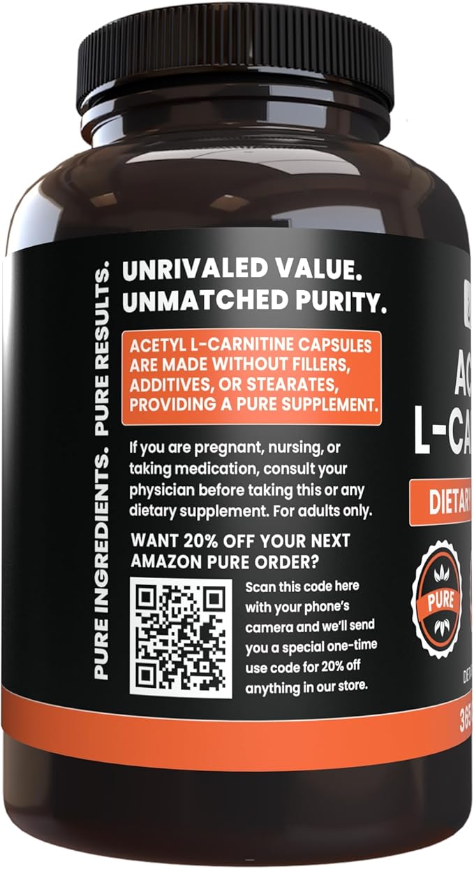 Pure Original Ingredients Acetyl L-Carnitine (365 Capsules) No Magnesium Or Rice Fillers Always Pure Lab Verified