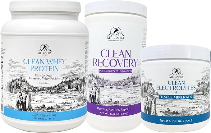 Mt. Capra Clean Whey Protein (Vanilla Bean) Clean Recovery and Clean Electrolytes + Trace Minerals