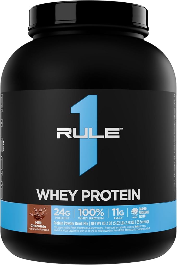 Rule 1 Whey Protein – 24g Fast-Acting Protein from All-Whey Sources with Naturally Occurring EAAs &amp BCAAs for Workout Recovery or Anytime Use (5 Pounds* Milk Chocolate)