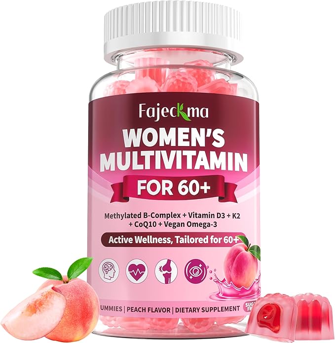 Gummies Multivitamin for Women Over 60: Organic Daily Multi Vitamins for Women Over 60 Plus Omega 3 Biotin Vitamin D3 K2 B12 Calcium Choline CoQ10 Magnesium - Sugar Free Vegan Gummy(60Count)