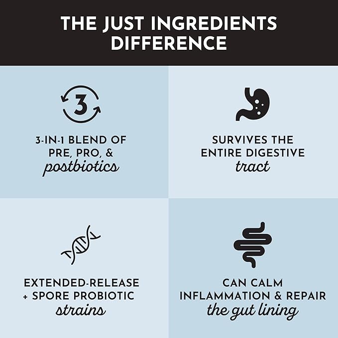 JUST INGREDIENTS Probiotic Complex - 60 Capsules 5 Billion CFU Prebiotics Gut Health Support