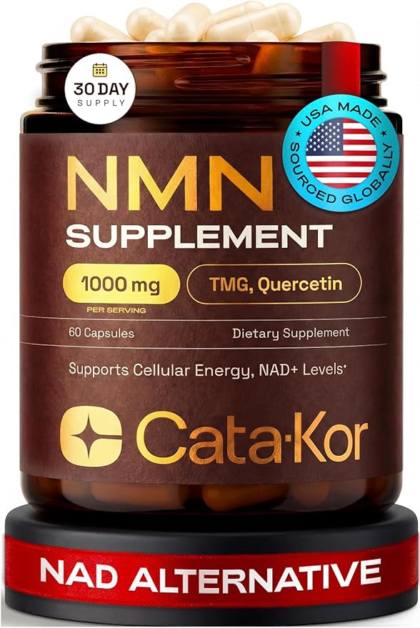 NMN Supplement – 4-in-1 NAD Supplement with Quercetin | TMG | Resveratrol – NMNH Alternative – Supports Cellular Energy &amp NAD+ Level – 60 Capsules – Third-Party Tested (1 Pack)