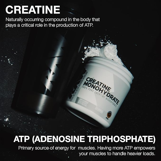 RAW Nutrition Creatine Monohydrate Powder - Unflavored Micronized Creatine Monohydrate Workout Supplement for Muscle Energy Strength &amp Endurance - Creatine Powder for Women &amp Men - 50 Serving