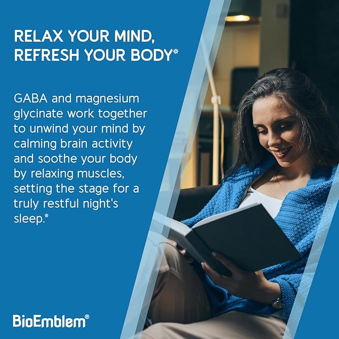 BioEmblem Triple Complex Magnesium Powder Drink - 350mg High Absorption Magnesium Glycinate Gluconate Taurate &amp GABA for Rest Sleep &amp Brain Health - Passionfruit Mango Flavor - Vegan(60 Se