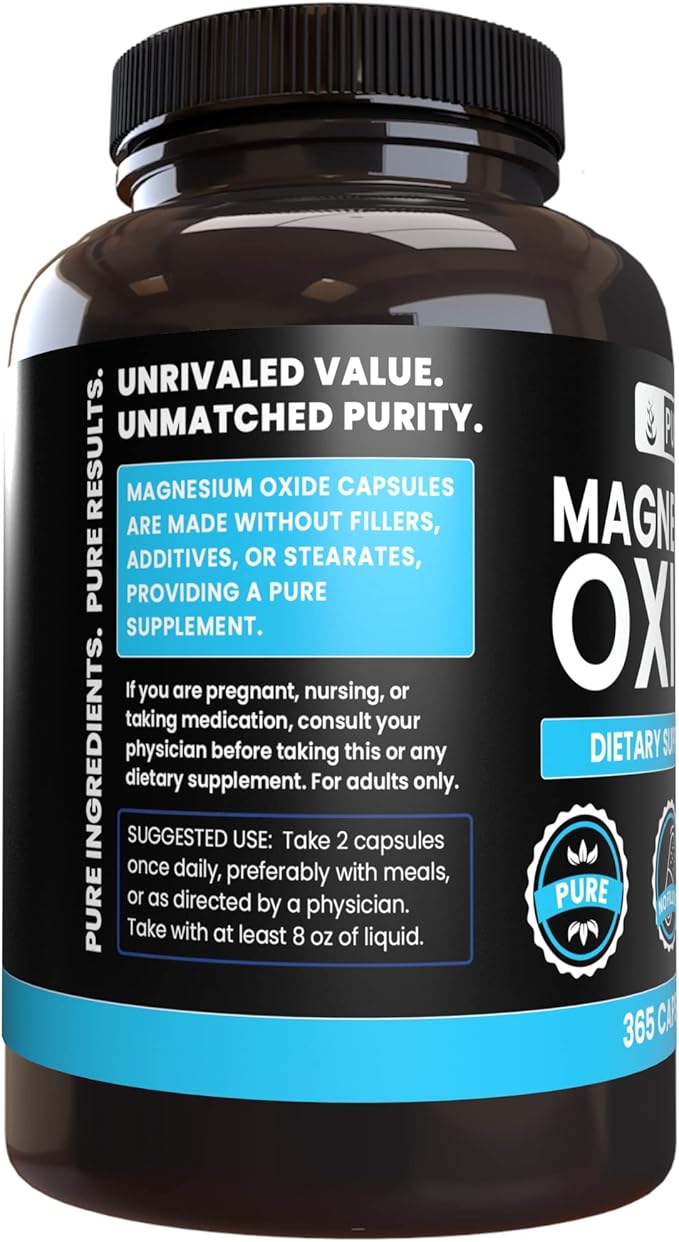 Pure Original Ingredients Calcium Carbonate and Magnesium Oxide Bundle 365 Capsules Each No Fillers Alwasy Pure