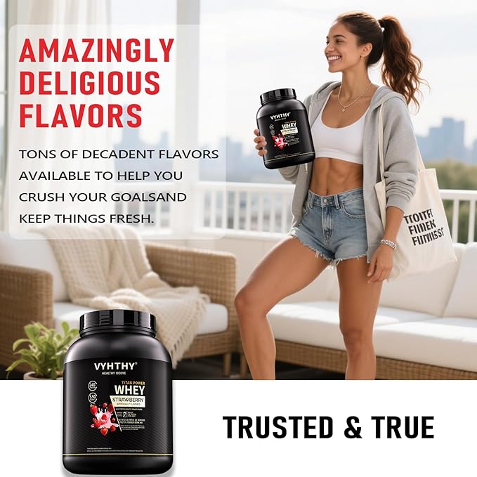 Strawberry Flavored Whey Protein Powder24g Protein per Serving Fast-Absorbing Concentrated whey Protein Low Sugar Gluten-Free Natural Flavor 2 lbs/32 oz.