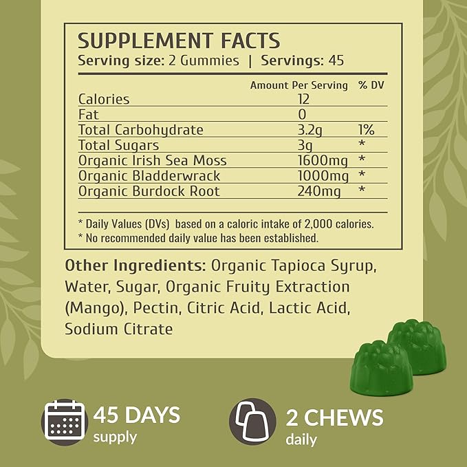 HERBAMAMA Sea Moss and Ashwagandha Kit - Bundle of 1600 mg Sea Moss with Bladderwrack &amp Ashwagandha Root Gummies - Vegan Non-GMO Gelatin-Free - 2 Pack