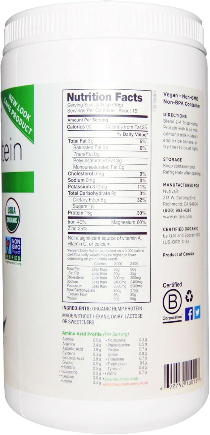 Nutiva Hemp Protein 15g Org