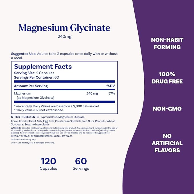 Natrol Magnesium Glycinate 240 mg High Absorption Magnesium Supplement for Healthy Sleep and Body 120 Capsules Up to a 60 Day Supply