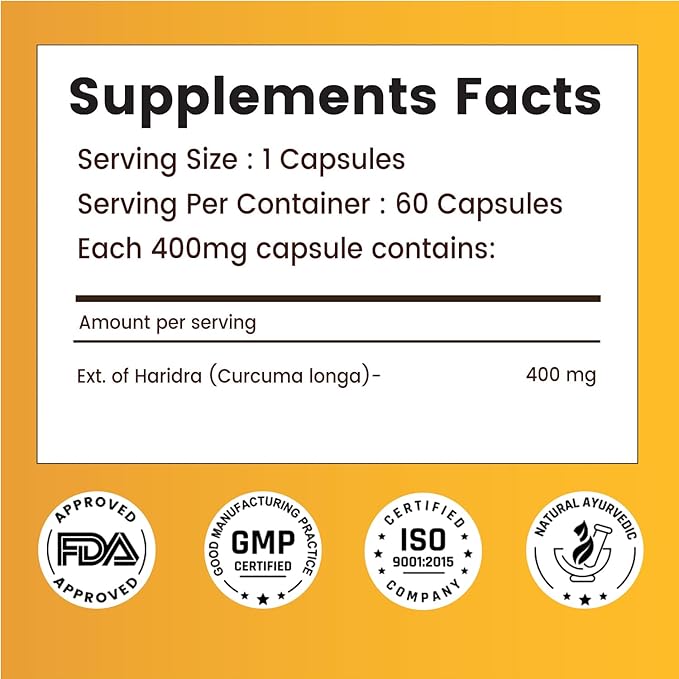 Curcumin Capsules - Antioxidant Properties | for Joint Comfort &amp Anti-Aging| 60 Veg Capsules (180)