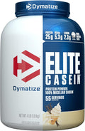 Dymatize Elite Casein Protein Powder Vanilla 100% Micellar Casein 25g Protein 5.4g BCAAs 2.3g Leucine Slow Absorbing for Overnight Muscle Recovery 4 lb (55 Servings)