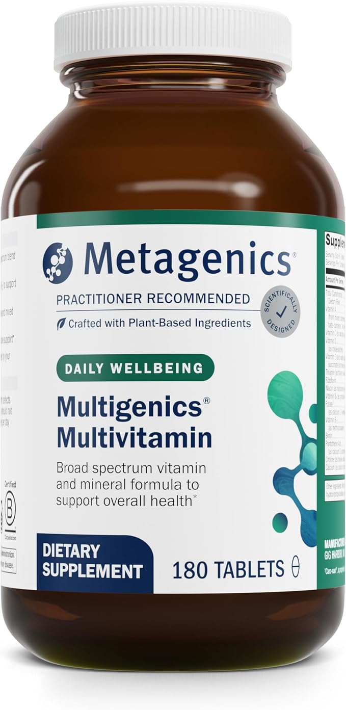 Metagenics Multigenics Multivitamin - Daily Multivitamin with Beta-Carotene Folic Acid Calcium &amp Magnesium - Supports Bone Heart Immune &amp Cellular Health* - Non-GMO Gluten-Free - 180 Tabl