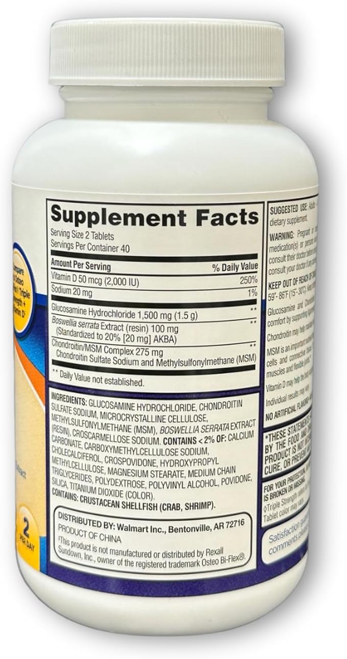 Glucosamine Chondroitin Plus Vitamin D- Tablets Triple Strength 80ct (Pack of 1)
