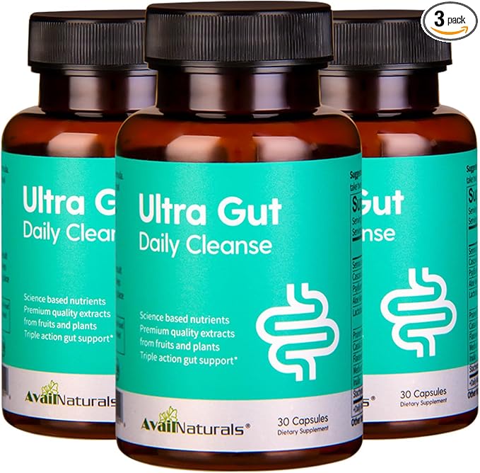 AvailNaturals Ultra Gut Daily Cleanse 15 Day Cleanse-with Senna Leaf Extract Cassia Seed 2.5 Billion Probiotics &amp Dietary Fiber30 Capsules
