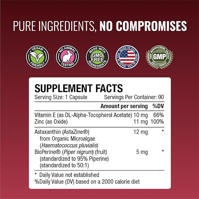 Approved Science® Astaxanthin 12 mg - Extra Strength Antioxidant - Supports Heart Eyes Skin - 180 Vegan Capsules - 6 Month Supply