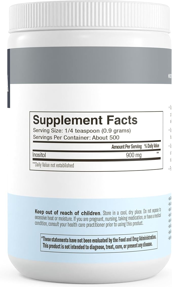 FREEDA Pure Myo-Inositol Powder – Vitamin B8 for Hormone Mood &amp Cellular Health – Supports Fertility Focus Energy &amp Nervous System Function – Kosher Vegan Non-GMO Gluten-Free (16 oz)