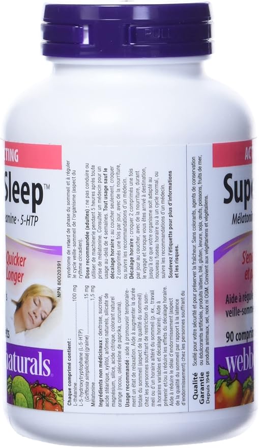 Webber Naturals Super Sleep Melatonin Plus L-Theanine &amp 5-HTP 90 soft-melt tablets (1)