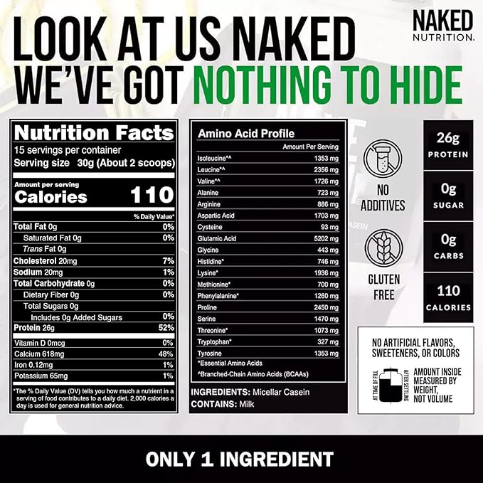 NAKED Grass Fed Protein Bundle: 1LB Casein and 1LB Vanilla Whey
