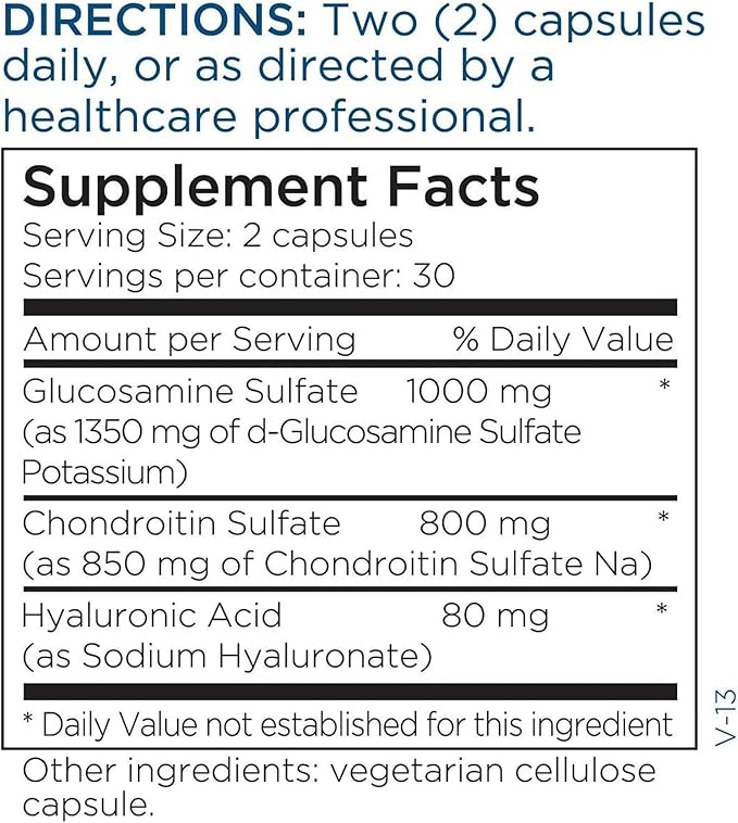 Metabolic Maintenance Glucosamine Chondroitin 1000mg with Hyaluronic Acid - Glucosamine Complex Supplement for Women + Men Cartilage Health Tissue Hydration + Nutritional Support - 60 Capsules