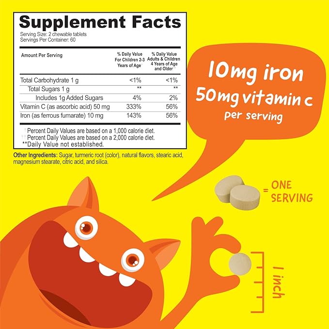 Kids Biotin 5000mcg Chewables + Iron 10mg + Vitamin C Chewables Bundle