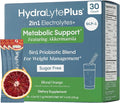 Hydralyte Plus Metabolic Support - GLP-1 Weight Loss Management and Gut Health - 5in1 Probiotic Blend - Akkermansia Muciniphila + Prebiotic Fiber + Electrolytes - Sugar Free (30 Packets)