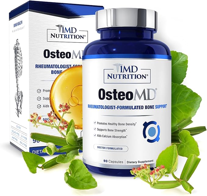 1MD Nutrition OsteoMD for Comprehensive Support - Supplement for Women and Men - Promote Density w/Vitamin D - Hydroxyapatite w/Vitamin D3 &amp K2-90 Capsules