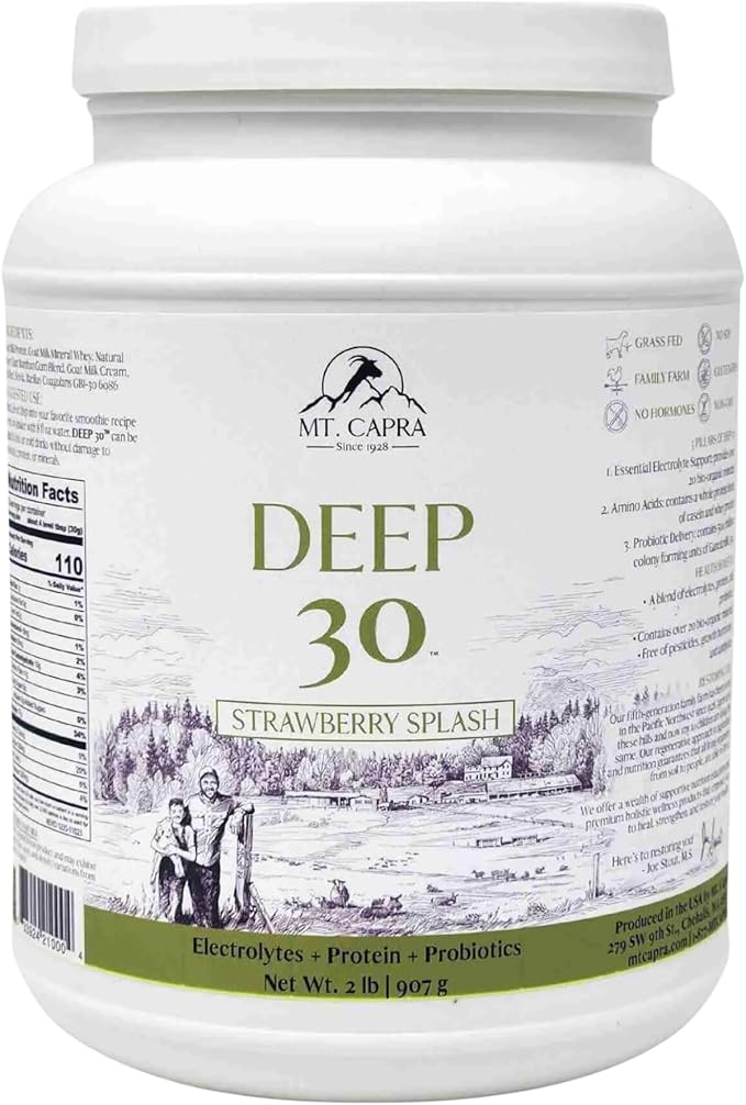 Mt. Capra Deep 30 (Strawberry Splash) Mineral Whey and Clean Minerals with Collagen Peptides