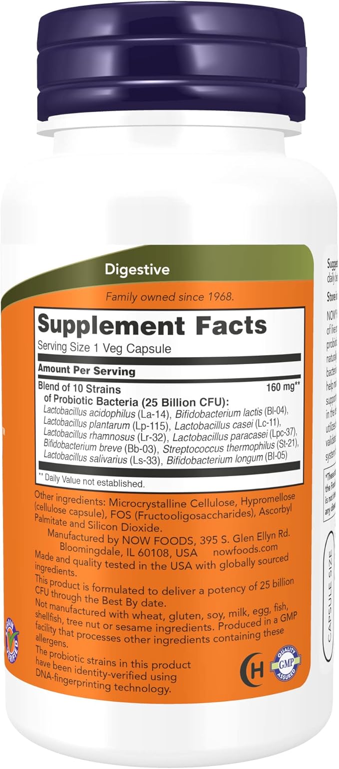 NOW Supplements Probiotic-10™ 25 Billion with 10 Probiotic Strains Dairy Soy and Gluten Free &amp Supplements Vitamin C-1000 with 100 mg of Bioflavonoids Antioxidant Protection* 250 Capsules