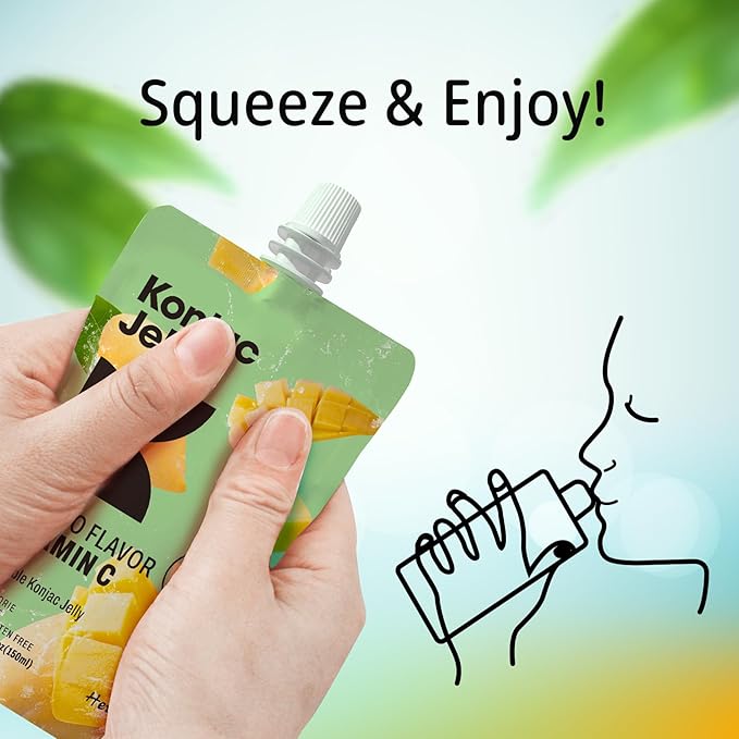 Hethstia Konjac Jelly Collagen Peptides Various Flavors and Konjac Jelly-Mango Flavor Drinkable Snack 10-Pack Squeeze Pouches