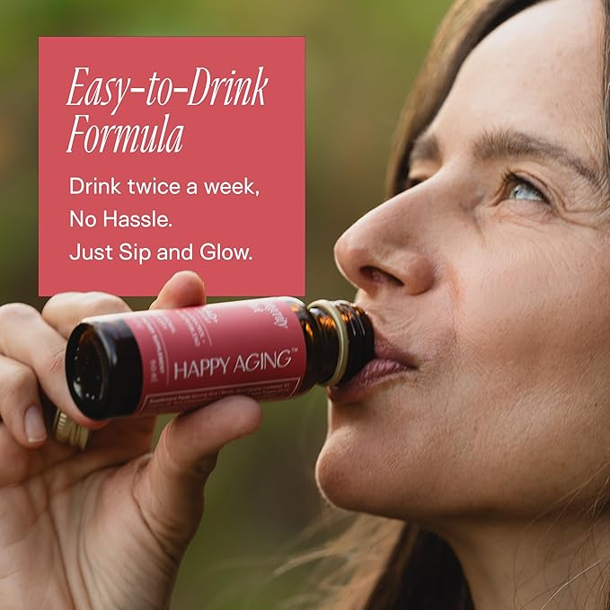 Happy Aging Liquid NAD+ Resveratrol Supplement NMN Alternative Liposomal Nicotinamide Riboside &amp Antioxidants for Energy Support Brain Health Firm Skin Twice Weekly Use 60 Shots
