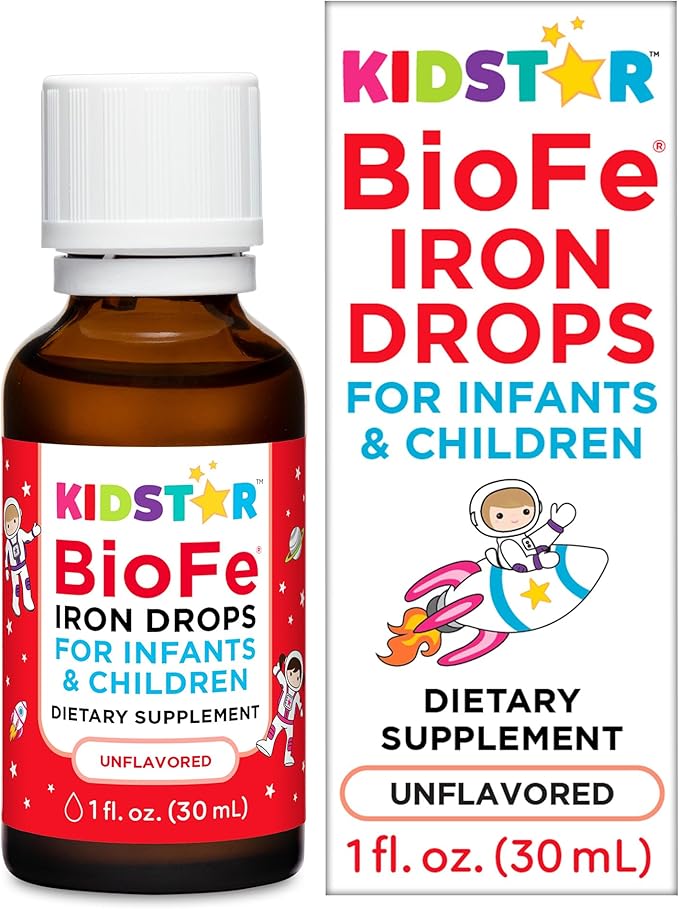 BioFe Pure Iron Drops Unflavored for Infants and Children 1 Fl. Oz. 10mg Elemental Iron Micronized and Microencapsulated Iron