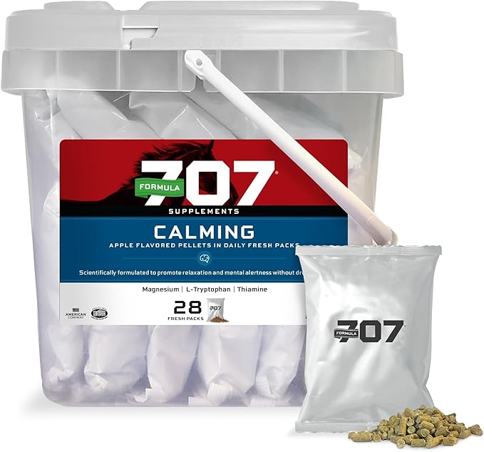 Formula 707 Calming Equine Supplement Daily Fresh Packs – Enhanced Focus for Horses – L-Tryptophan Thiamine &amp Magnesium