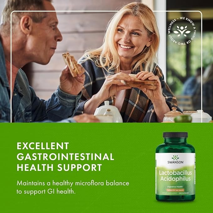 Swanson Lactobacillus Acidophilus Probiotic for Adults Seeking Daily Digestive and Bowel Health Support with 1 Billion CFU - Acid-Resistant (250 Capsules 3 Pack)