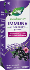 Nature's Way Sambucus Immune Elderberry Syrup Elderberry extract Vitamin C and Zinc with Propolis &amp Echinacea for Immune Support* with Superfood Antioxidants(1) 8 Fl Oz (Packaging May Vary)