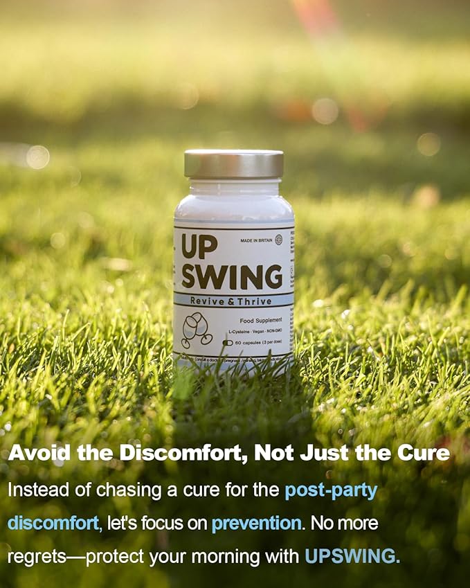 Upswing Pre &amp Post Drinking Supplement Liver Support for Better Mornings Party Recovery &amp Prevention with L-Cysteine HCL Vitamin Bs Vitamin C- 60 Power Pack