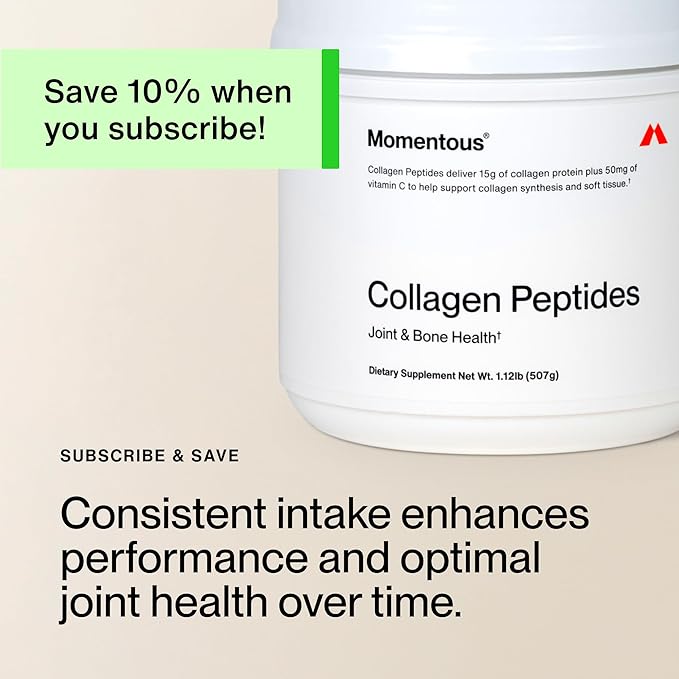Momentous Grass-Fed Collagen Peptides Powder - Collagen Protein Powder with Fortigel &amp Vitamin C for Hair Skin Nails &amp Joint Health Support - NSF Certified for Sport - Packaging May Vary