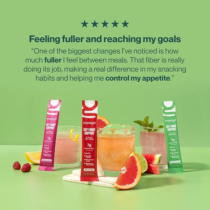 Supergut GLP1 Daily Support Variety Pack - High Fiber GLP-1 Supplement Powder for Women &amp Men - Sugar-Free Drink Mix for Gut Health &amp Digestive Support (15 Servings)