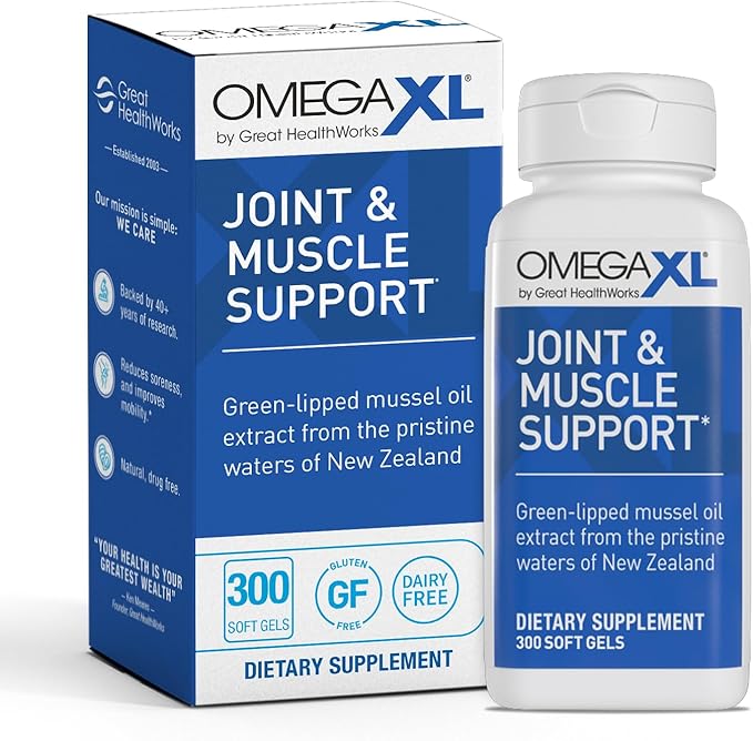 OmegaXL Joint Support Supplement - Natural Muscle Support Green Lipped Mussel Oil Soft Gel Pills Drug-Free 300 Count