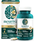 NEURIVA Ultra Decaffeinated Clinically Tested Nootropic Brain Supplement for Mental Alertness Memory Focus &amp Concentration Cognivive Neurofactor Phosphatidylserine Vitamins B6 B12 60 Capsul