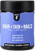 InnoSupps Hair + Skin + Nails Supplement | Vegan Collagen Booster | Biotin B12 Horsetail Herb Powder | Stimulate Hair Growth Revitalize Skin Strengthen Nails | 60 Capsules