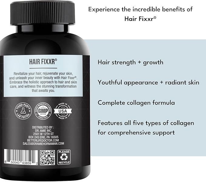 Hair by Dr. Amie | Premium Collagen Protein Complex | Hair and Skin Support | 30 Day Supply 60 Capsules