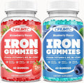2 Pack Iron Gummies for Adults &amp Kids Iron Supplement Strawberry Blueberry Flavor