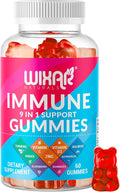 9 in 1 Immune Support Gummies with Elderberry Vitamin C&ampD Zinc Turmeric Ginger Echinacea Astragalus &amp Sea Moss for Immunity Supplement - 60 Gummies